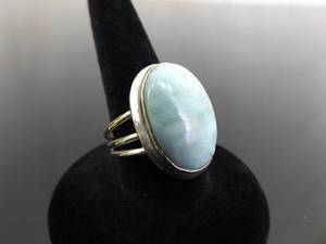 .925 Sterling Silver Larimar Cabochon Ring Size 5.5