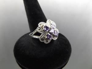 .925 Sterling Silver Art Nouveau Ring Size 6.5