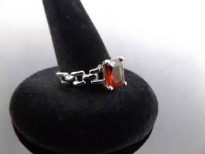 .925 Sterling Silver Emerald Cut Garnet Ring Size 8.5