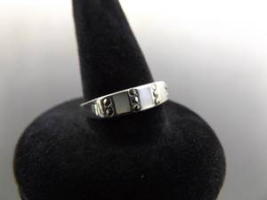 .925 Sterling Silver Inlayed Pearl Ring Size 7.25