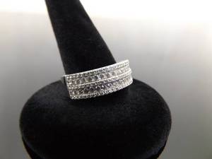 .925 Sterling Silver Zirconia Band Ring Size 7.75