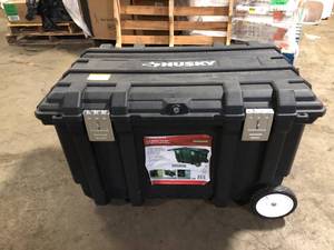lot 1 image: Husky 37 in. Rolling Tool Box Utility Cart Black Customer Return See Pictures