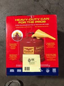 lot 7 image: 5 Gal. Capacity Red Galvanized Steel Type I Gasoline Safety Can with Funnel Customer Returns See Pictures