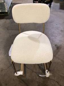 lot 34 image: ZUO Sydhavnen Cream And Gold Shearling Style Fabric Dining Chair Customer Returns See Pictures