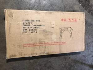 lot 40 image: Noble House 48 in. Rectangular Oak White Writing Desk with Open Storage Customer Returns See Pictures