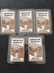 lot 61 image: 5 One Grain .999 Fine Silver Bars