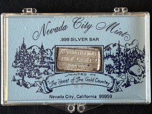 lot 100 image: .999 Fine Silver Bar 1976 Nevada City Mint