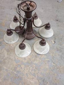 Vintage 6-Light Chandelier with Frosted Glass Shades