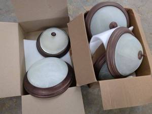 Set of 6 Flush Mount Ceiling Light Fixtures with Glass Shades