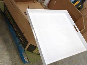 Stylish White Serving Tray with Handles