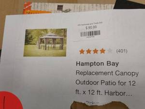 Hampton Bay Replacement Canopy for Outdoor Patio Gazebo - 12 ft x 12 ft