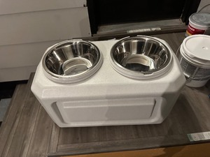 Xtra Large Double Dog Feeding Bowls With Food Storage Container Under Bowls