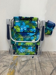 Tommy Bahama - Backpack Beach Chair with Built In Cooler - Has Straps So Wear It Like A Backpack  ) - Used Good Condition Flowers & Palm Leafs