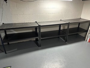 3 Whalen 2-Shelf Heavy Duty Steel Shelving Unit, 48W x 24D x 36H, Black - All Wood Pieces Have Minor Damage - Works Good