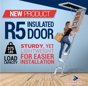 Louisville Ladder Energy Efficient 7 ft. 8 in. to 10 ft. 3 in., 25.5 in. x 54 in. Insulated Aluminum Attic Ladder, 375 lbs. Load Capacity