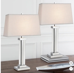 New Kate Polished Chrome Crystal Panel Table Lamp, 2-pack
