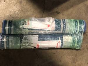 Lot of 2 Ottomanson Ottohome Collection Non-Slip Rubberback Bordered Design 2x7 Indoor Runner Rug, 1 ft. 10 in. x 7 ft., Teal Blue Customer Returns See all Pictures