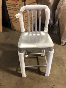 Flash Furniture Silver 24 in. H Commercial Grade Metal Counter Height Stool with Footrest, Vertical Slat Back Stool for Restaurants Customer Returns See Pictures