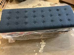 lot 74 image: Navy Blue OttomanBench