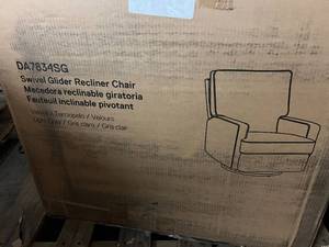 lot 78 image: Swivel Glider Recliner Chair - Velvet Gray