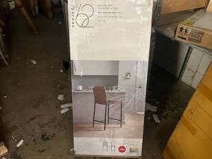 Counter Stool-Black Metal with Brown Webbing
