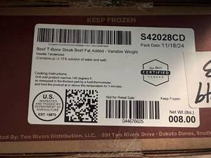 8.00lbs T-Bone Steak-Two Rivers
