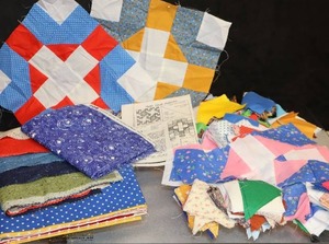lot 131 image: Vintage State Quilt Project Started wPattern and Fabric