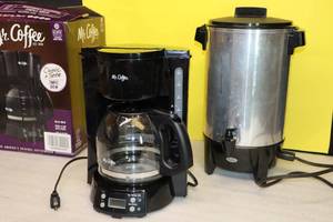 lot 212 image: Mr. Coffee 12-Cup Programmable Coffee Maker, West Bend Electric Coffee Percolator Urn