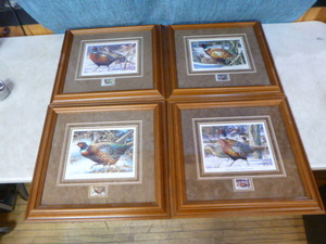 lot 19 image: 4 Framed Pheasant Habitat Prints
