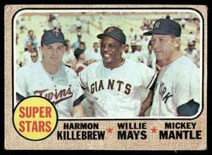 lot 5 image: Mickey Mantle, Willie Mays, Harmon Killebrew 1968 Topps Super Stars #490 Vintage Baseball Card