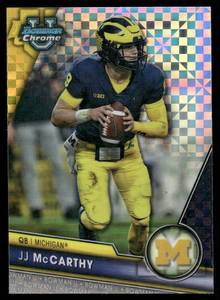 lot 11 image: JJ McCarthy RC X-Fractor 2023 Bowman Chrome U #124 Rookie Minnesota Vikings Football Card