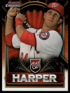 lot 22 image: Bryce Harper RC Refractor 2011 Bowman Chrome #BCE1 Rookie Baseball Card