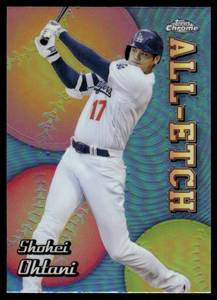 lot 43 image: Shohei Ohtani Refractor Insert 2024 ToppsChrome All-Etch #CAE-1 Baseball Card