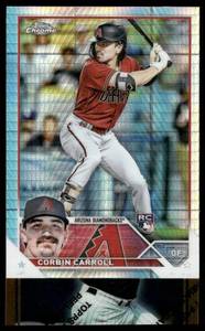 lot 59 image: Crobin Carrol RC Prizm Refractor 2023 Topps Chrome #95 Baseball Card