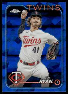 lot 64 image: Joe Ryan Sapphire 2024Topps Chrome #175 Minnesota Twins Baseball Card