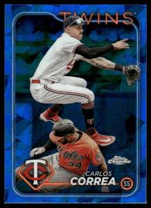 lot 66 image: Carlos Correa Sapphire 2024 Topps Chrome #400 Minnesota Twins Baseball Card