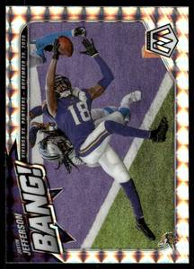 lot 72 image: Justin Jefferson BANG Insert 2021 Mosaic #B-12 Minnesota Vikings Football Card