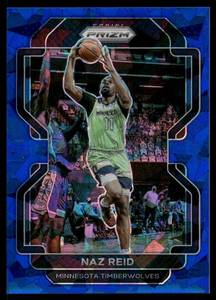 lot 79 image: Naz Reid 125 Blue Cracked Ice 2021-22 Prizm #229 Minnesota Timberwolves Basketball Card