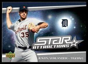 lot 91 image: Justin Verlander RC 2006 Upper Deck Star Attractions #SA-JV Rookie Baseball Card