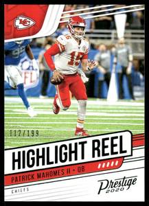lot 93 image: Patrick Mahomes 199 2020 Prestige Highlight Reel #HR-PM Football Card