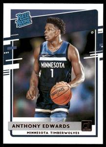 lot 94 image: Anthony Edwards RC 2020-21 Donruss Rated Rookie #201 Rookie Minnesota Timberwolves Basketball Card