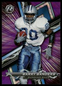lot 101 image: Barry Sanders 99 Purple Wave Refractor 2024 Topps Composite #55, numbered 8799, Football Card