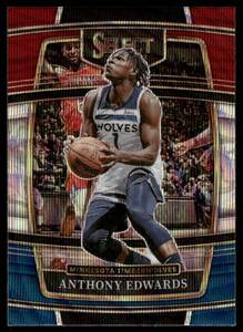 lot 115 image: Anthony Edwards Wave Refractor Prizm 2021-22 Select #49 Minnesota Timberwolves Basketball Card