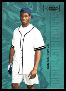 lot 118 image: Ken Griffey Jr. Blue Metal 2022 Skybox Metal Shredders #120 Baseball Card