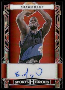lot 120 image: Shawn Kemp 25 Auto 2024 Leaf Sports Heroes #BA-SK1, numbered 225, RARE Signed Basketball Card