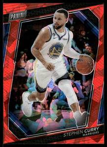 lot 122 image: Steph Curry 199 Red Cracked Ice 2023 The National VIP #25, numbered 50199, Basketball Card