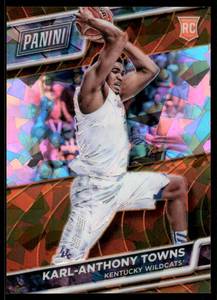 lot 123 image: Karl-Anthony Towns 25 RC Gold Cracked Ice 2016 The National VIP #87, numbered 2325, RARE Minnesota Timberwolves Basketball Card