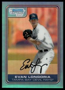 lot 131 image: Evan Longoria Blue Refractor 2013 1st Bowman Chrome #DP66 Baseball Card