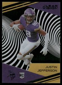 lot 139 image: Justin Jefferson RC 2020 Chronicles Clear Vision #CV-11 Rookie Minnesota Vikings Football Card
