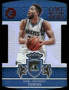 lot 111 image: Karl-Anthony Towns Foil Die Cut 2016-17 Excalibur Coat of Arms #6 Minnesota Timberwolves Basketball Card